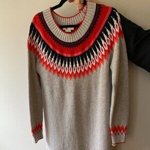 Boden Sweater Dress Eleanor Fair Isle Gray and Salmon Women